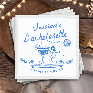 Servilleta De Papel Mano caprichosa dibujada Funky Beach Bachelorette