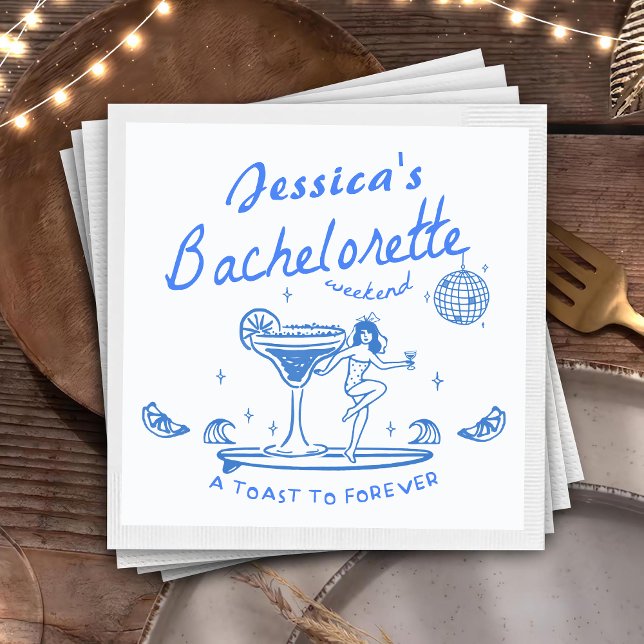 Servilleta De Papel Mano caprichosa dibujada Funky Beach Bachelorette (Subido por el creador)