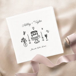 Servilleta De Papel Mano caprichosa dibujó Boda quirky