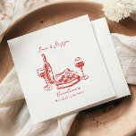 Servilleta De Papel Mano caprichoso dibujó Pizza Wine Bridal Shower<br><div class="desc">Mano caprichosa de Pizza Wine Bridal Ducha de papel</div>