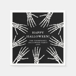 Servilleta De Papel Mano de esqueleto espeluznante huesos en negro Hal