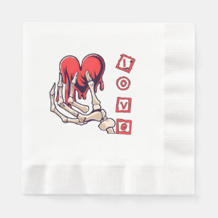 Servilleta De Papel Mano de esqueleto simbólico del amor que ofrece co