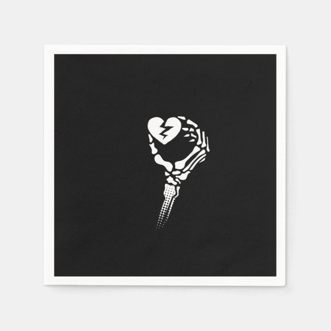 Servilleta De Papel Mano de esqueleto sosteniendo el corazón (Anverso)