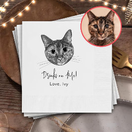Servilleta De Papel Mano De Gato De Tabby Dibujando Bebidas Personaliz