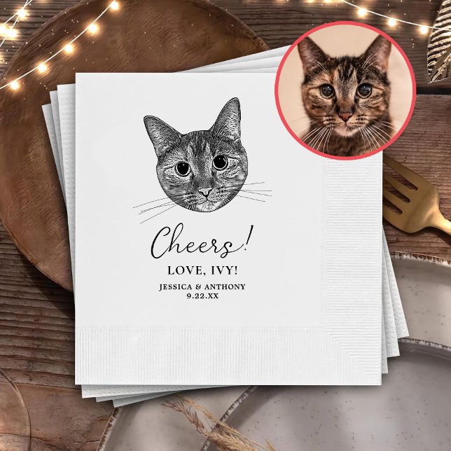 Servilleta De Papel Mano de gato de Tabby Dibujando Saludos Personaliz (Subido por el creador)