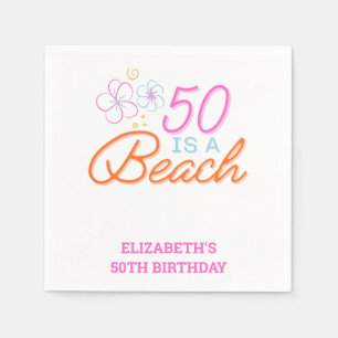 Servilleta De Papel Mano de moda Dibujando Doodle 50th Beach Birthday