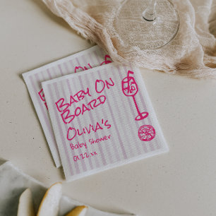 Servilleta De Papel Mano De Verano Dibuja Bebé Rosa A Bordo En Baby Sh