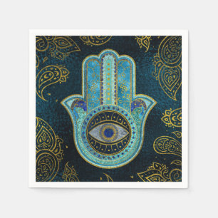 Servilleta De Papel Mano decorativa de Hamsa con el fondo de Paisley