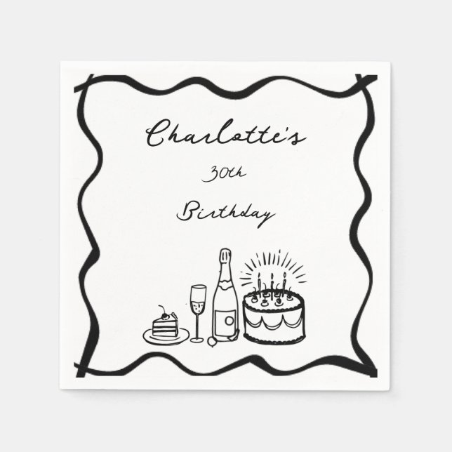 Servilleta De Papel Mano dibujada 30 años (Anverso)