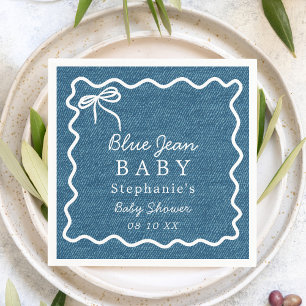 Servilleta De Papel Mano dibujada Cute Bow Squiggle Blue Jean Baby Sho
