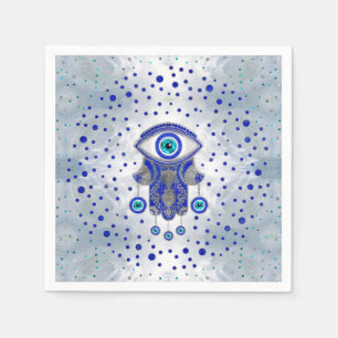 Servilleta De Papel Mano Hamsa-Mano de Fatima Lapis Lazuli y Plata