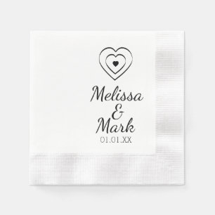 Servilleta De Papel Mano mínima simple de triples corazones dibujada