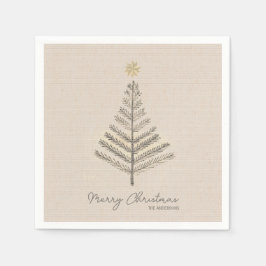 Servilleta De Papel Mano Minimalista rusa dibuja Navidades de árboles