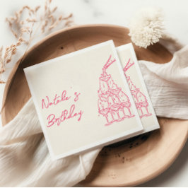 Servilleta De Papel Mano rosa Retro Dibujar Torre de Champagne Diverti