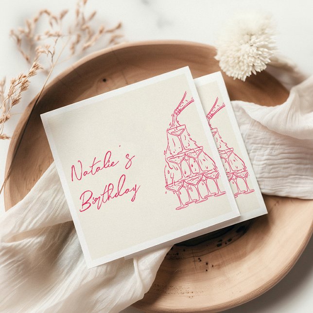Servilleta De Papel Mano rosa Retro Dibujar Torre de Champagne Diverti (Subido por el creador)