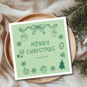 Servilleta De Papel Mano Verde caprichoso atrajo a Navidades de Crític