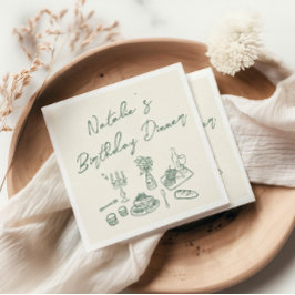 Servilleta De Papel Mano verde retro dibujó diversión Cumpleaños Quirk