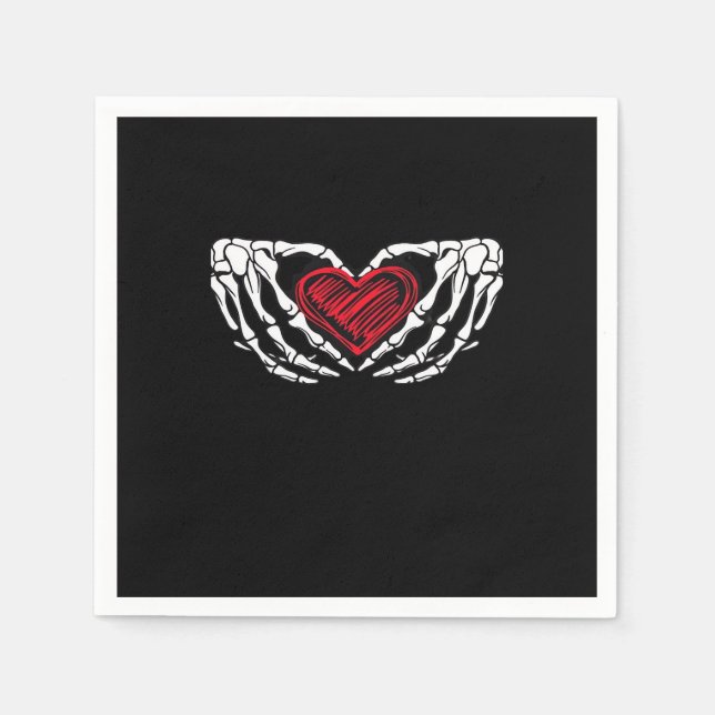Servilleta De Papel Manos de esqueleto con el corazón clásico (Anverso)