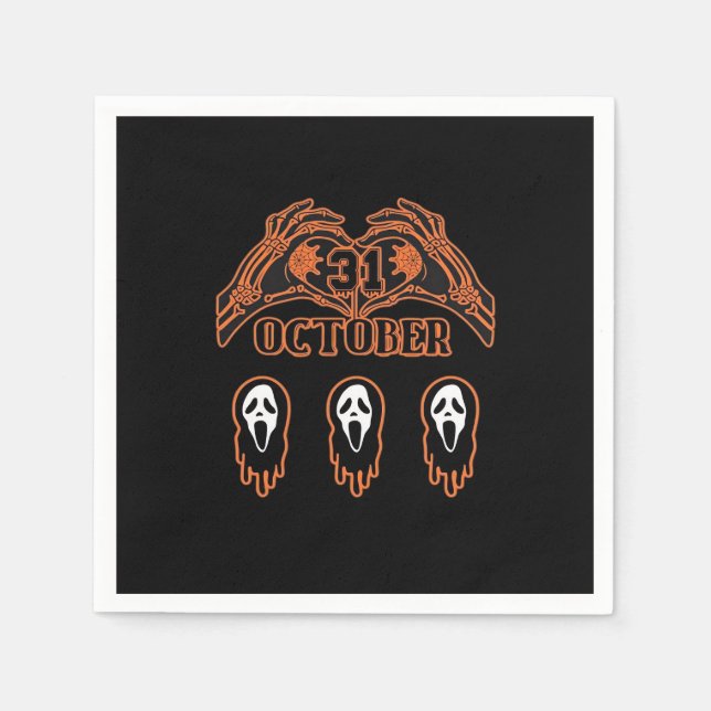 Servilleta De Papel Manos De Esqueleto Para Halloween Clásico (Anverso)
