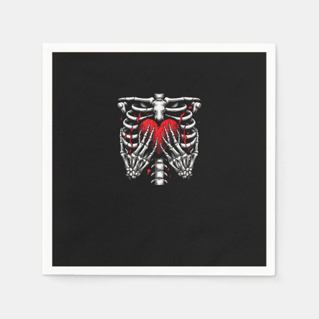 Servilleta De Papel Manos de esqueleto sosteniendo el corazón Hallowee (Anverso)
