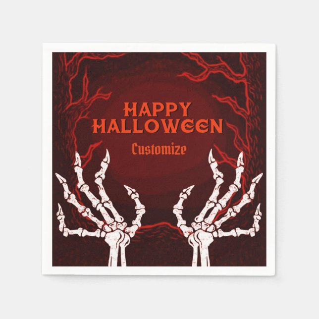 Servilleta De Papel Manos del naranja Skeleton (Anverso)