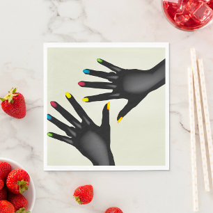 Servilleta De Papel Manos negras con uñas pintadas