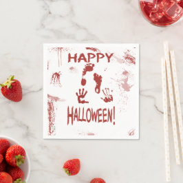 Servilleta De Papel Manos y Pies Salpicados de Sangre Feliz Halloween