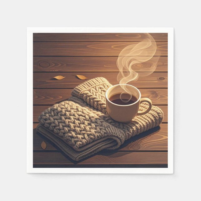 Servilleta De Papel Manta caliente y bebida humeante (Anverso)