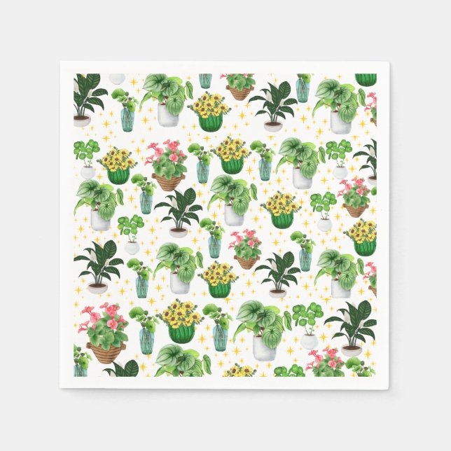 Servilleta De Papel Manta de Plantas en Macetas Caprichosas (Anverso)