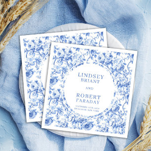 Servilleta De Papel Mantel de bodas de rosas azules reales modernas To