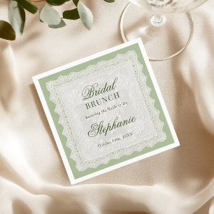 Servilleta De Papel Mantel de encaje vintage verde salvia Desayuno Bri