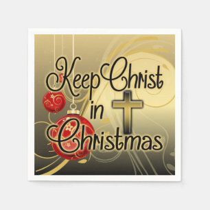 Servilleta De Papel Mantenga a Cristo navidad, oro/cristiano rojo