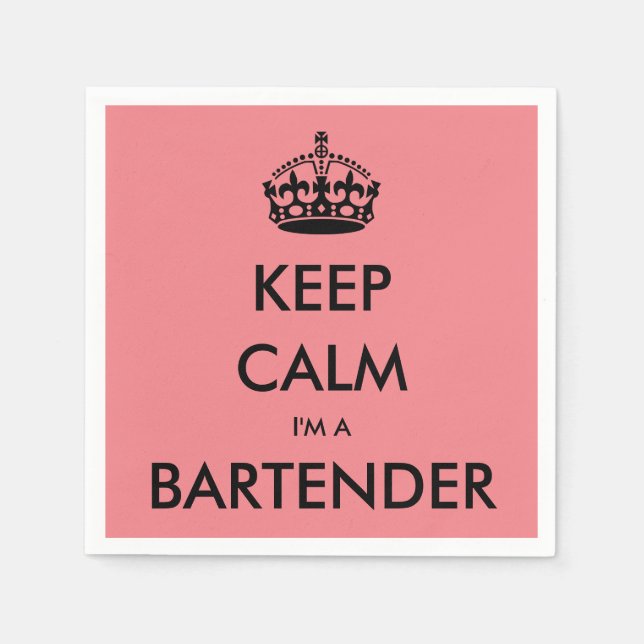 SERVILLETA DE PAPEL MANTENGA CALMA, SOY BARTENDER (Anverso)