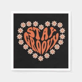 Servilleta De Papel Mantente Groovy Heart Con Flores