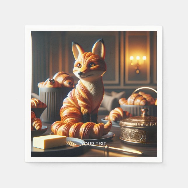 Servilleta De Papel Mantequilla De Zorro De Croissant Lindo De Fantasí (Anverso)