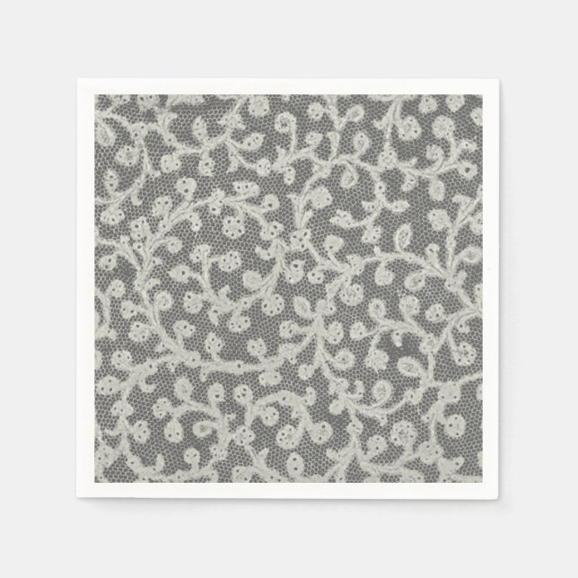 Servilleta De Papel Mantil de encaje antiguo para boda blanco clásico  (Anverso)