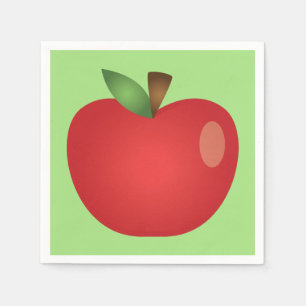 Servilleta De Papel Manzana de dibujos animados roja sobre verde