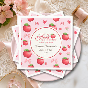 Servilleta De Papel Manzana De Nuestros Ojos Rosa Rojo Coqueta Baby Sh