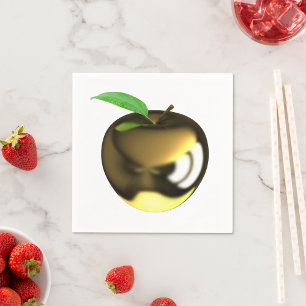 Servilleta De Papel Manzana Dorada con Hoja Metálica Brillante