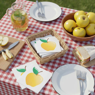 Servilleta De Papel Manzana Dorada Fruta Amarilla Brillante