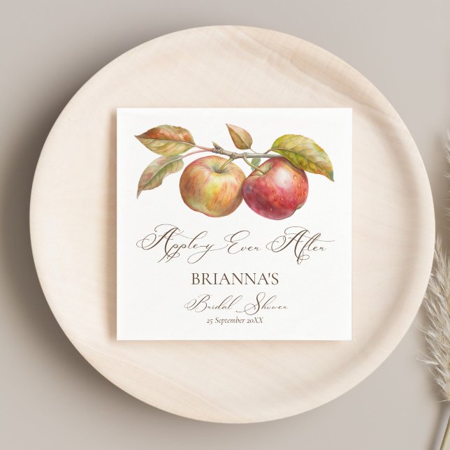 Servilleta De Papel Manzana siempre después de la caída de la manzana  (Appley ever after apple fall bridal shower personalized monogrammed printed napkins table decor)