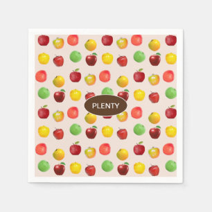 Servilleta De Papel Manzanas Coloridas Frescas sobre Puente Claro