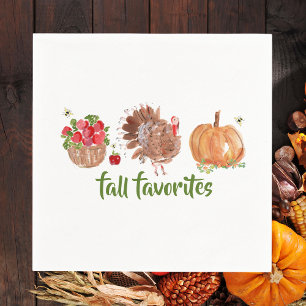 Servilleta De Papel Manzanas de Acuarela de Favoritos de Otoño Pavo Ca