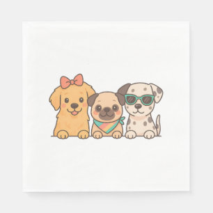 Servilleta De Papel Manzanas de cachorro - Trío de perros con estilo p