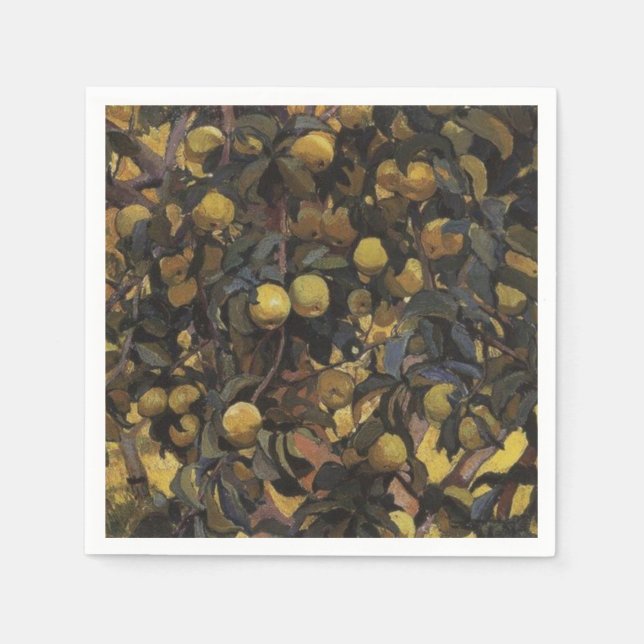 Servilleta De Papel Manzanas en las ramas de árboles (de Serebriakova) (Anverso)