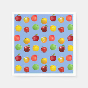 Servilleta De Papel Manzanas frescas y coloridas sobre azul cielo