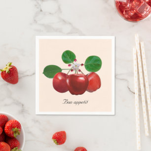 Servilleta De Papel Manzanas rojas frescas en beige claro