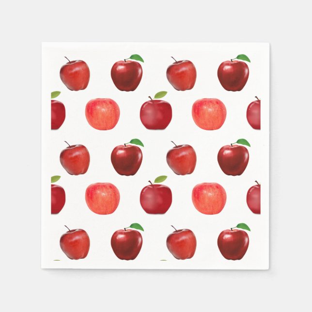 Servilleta De Papel Manzanas rojas frescas sobre blanco (Anverso)