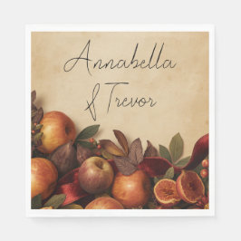 Servilleta De Papel Manzanas y Higos Rústico Otoño Nombre Personalizad