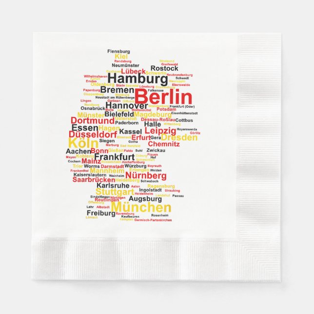 Servilleta De Papel Mapa alemán ciudades silueta bandera de Berlín Tr (Anverso)